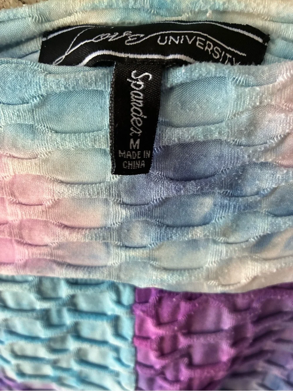 Love‎ University Tie-Dye Ruched Mini Athletic Y2K Shorts Adjustable Ties M